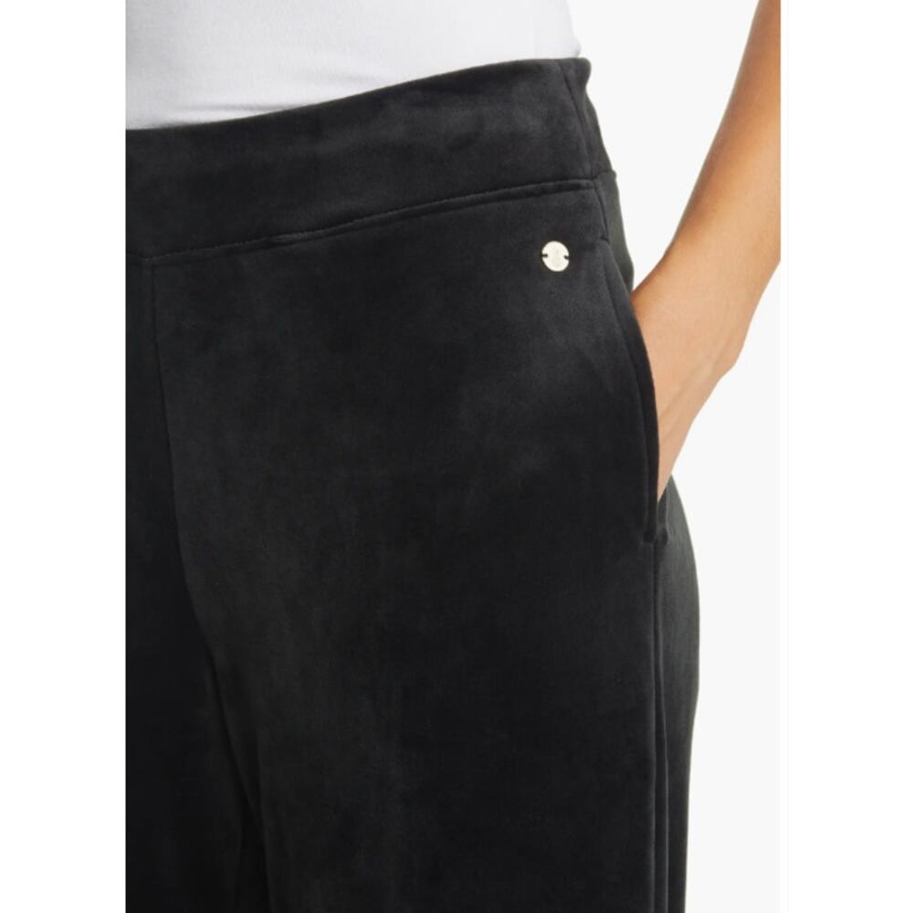Tommy Bahama Black Velour Pull On Wide Leg Pant Large